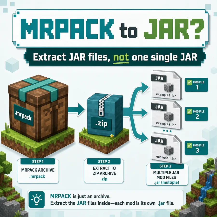 MRPACK archive splitting into a ZIP workflow and multiple Minecraft mod JAR files